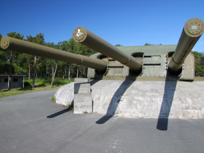 Front view of a tank in a garden